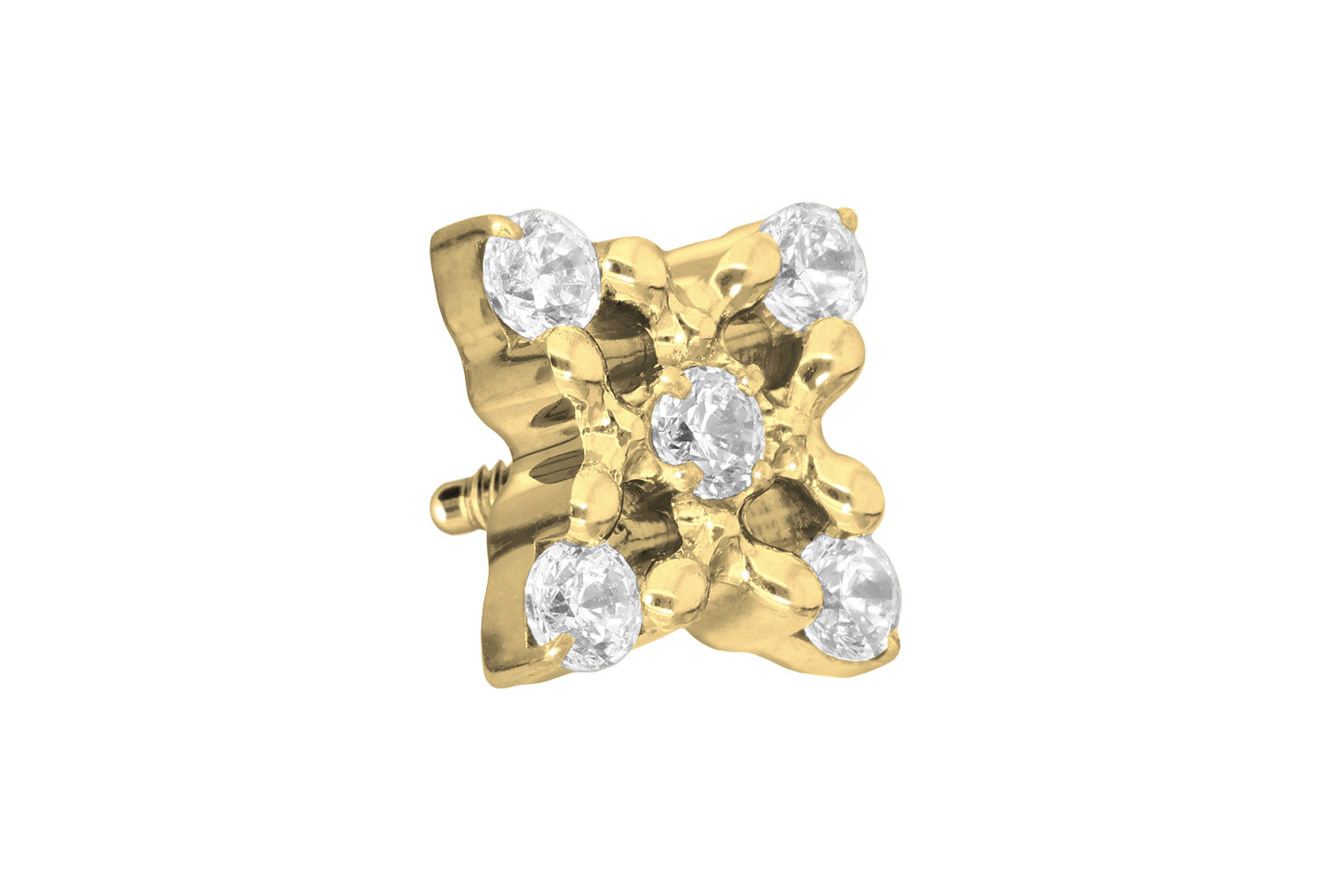 Titan Schraubaufsatz mit Außengewinde KRISTALLBLUME von Piercingline